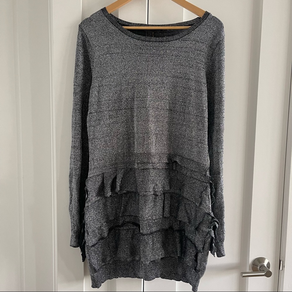 Glittery Metallic Curve Hugging Layered Ruffled B… - image 1